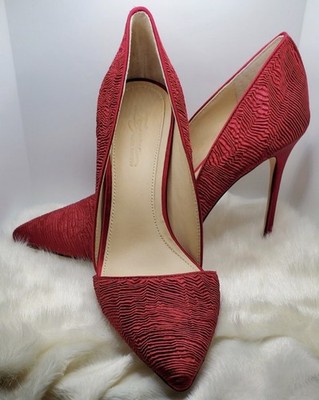 Imagine Vince Camuto Ossie Red Textured d'Orsay Pointed Stiletto Pumps US 9M