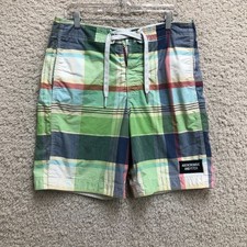 Abercrombie Fitch Shorts Medium Adult Green Plaid Boardshorts Lined Swim Mens M