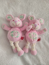 lot de 2 Doudou  SOURIS LAPIN ROSE COEUR TEX BABY TREFLE 20CM tbe