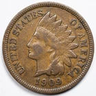 1909 Indian Head Penny Cent Very Fine (VF)