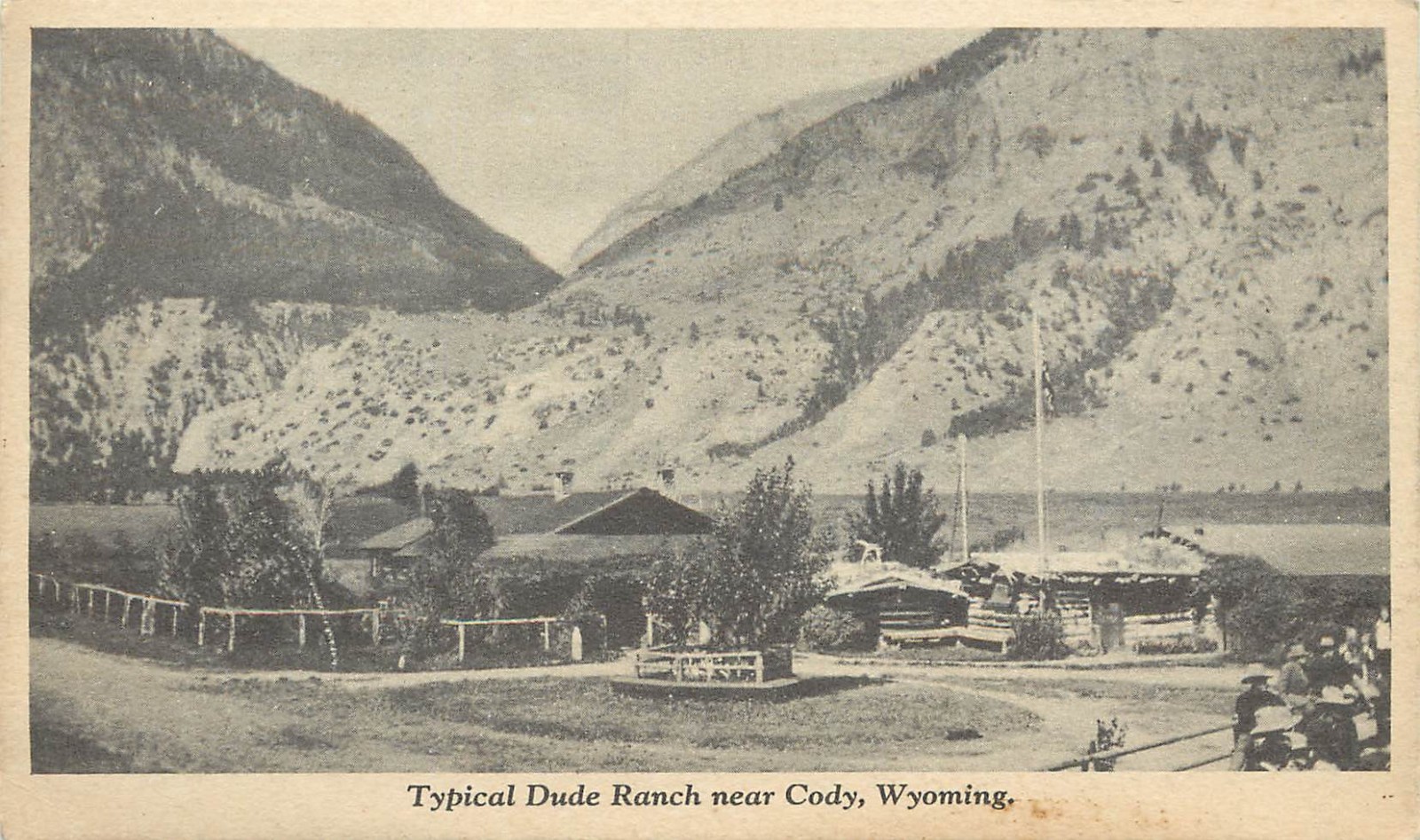 Vintage Postcard Typical Dude Rach Near Cody Wyoming Come To Wyoming in 1929