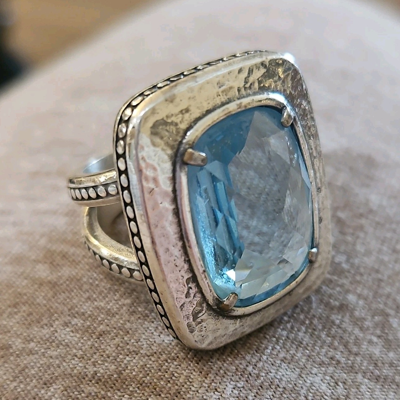 Brighton Ring Rectangular Blue Silver plated size… - image 1