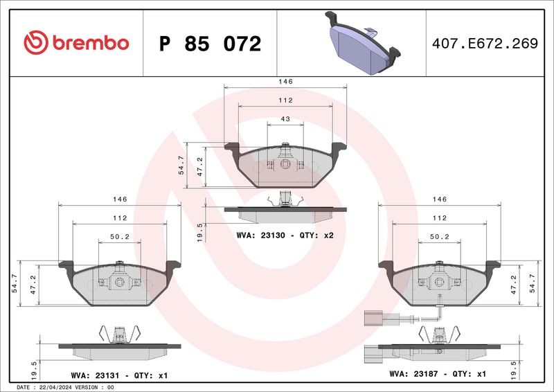 2x ✅Fits BREMBO P 85 072X Brake Pad Set, disc brake Xtra P 85 072X F ⭐UK Seller⭐ - Image 24