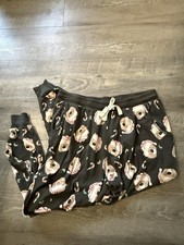Women's Holiday Burts Bees Pajama Pants Black Drawstring Pockets
