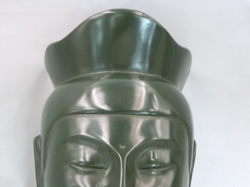 Japanese Vintage Iron Noh Mask KANNON Goddess of Mercy Kagura Mask - Picture 2 of 22