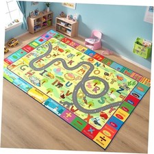 Kids Rug for Playroom  Classroom, Washable Nursery Carpet, Non-Slip Play Mat