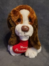 VTG Russ Berrie Plush Christmas Baxter Basset Hound Puppy Dog-ADORABLE