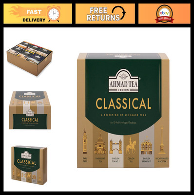 Classic Black Tea Selection Pack - 60 Foil Teabags, Caffeinated & Decaf, Sugar-F