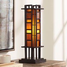 Prairie Mission Tiffany Style Accent Table Lamp 20" High Bronze Geometric Metal
