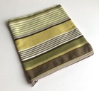 Handmade Zippered Cotton Cosmetics Travel Storage Pouch Green Yellow Stripes — photo 10