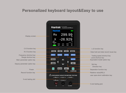Hantek 1833C Digital Bridge Handheld LCR Meter Inductance Capacitance OHM Tester - Picture 7 of 16