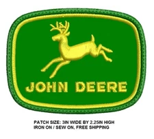 JOHN DEERE Beautiful embroidered patch, Fast Ship (3IN X 2-1/4IN)