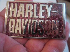 HARLEY-DAVIDSON BELT BUCKLE WITH RED SPARKLING CRYSTALS - HEAVY - GW-14