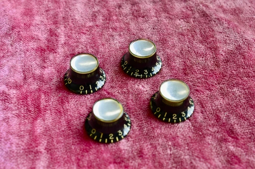 Vintage 1960's Gibson Black Reflector Knob Set - ES-335tdc SG Standard Custom LP