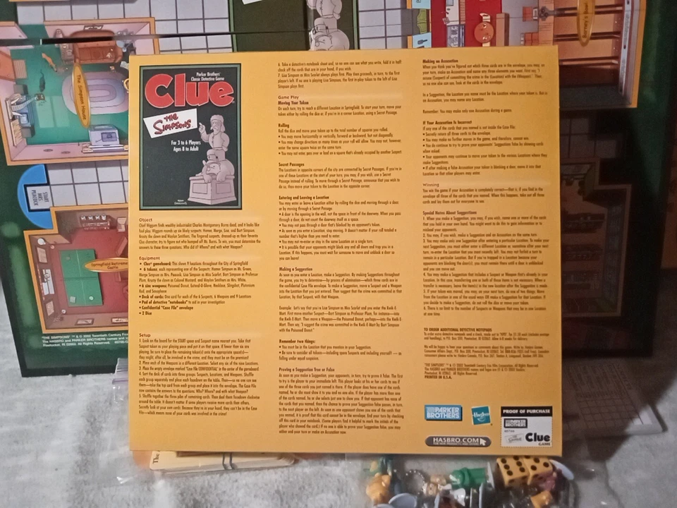 Hasbro (40766) The Simpsons Classic Detective CLUE Game - Multicolor #ucb8 - Image 3 of 3