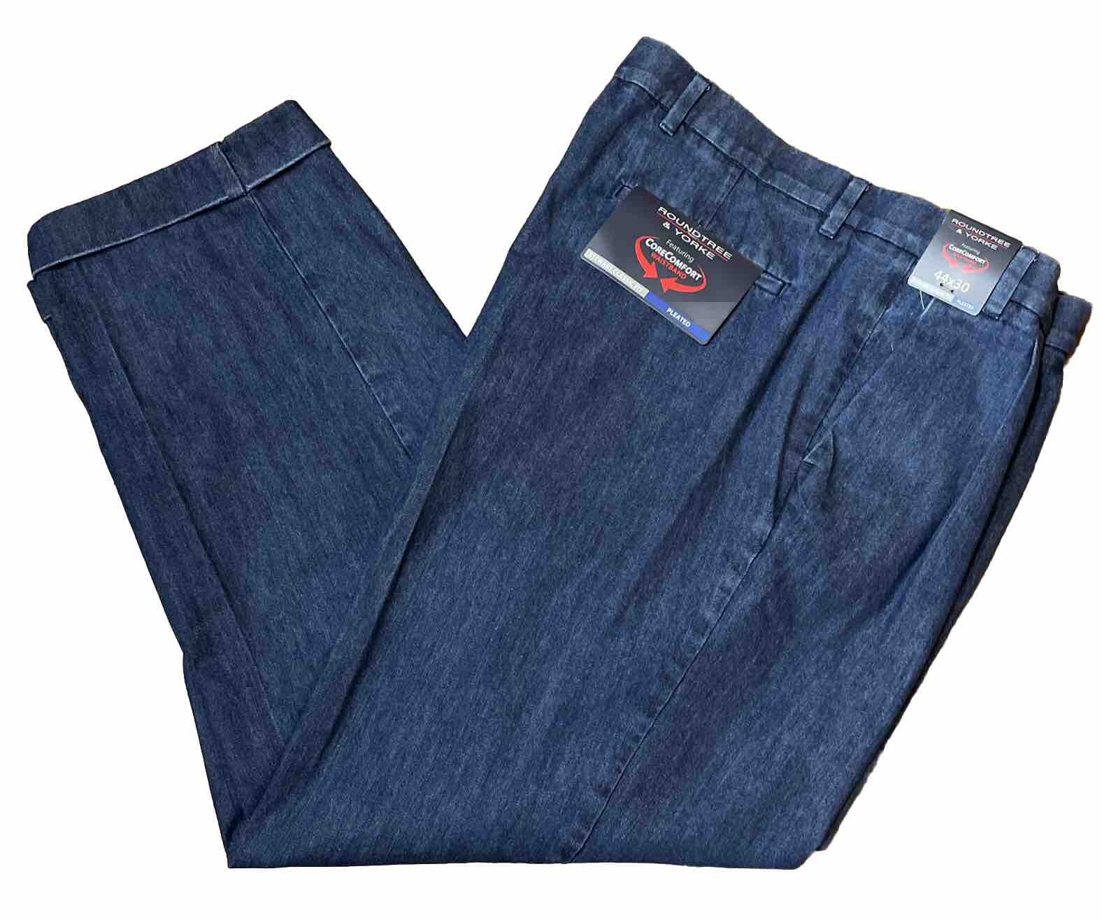 Roundtree & Yorke Pleated Front Jeans Mens 44x30 Stewart Classic Fit