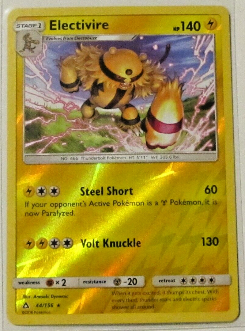 1 POKEMON CARD TCG/ELECTIVIRE/44/156/REVERSE HOLO/RARE/2018** COLLECTIBLE **