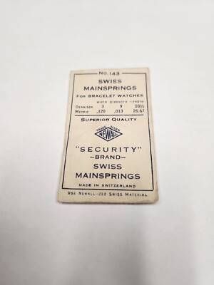 Newall Security Swiss Mainspring No. #143 for Bracelet Watches, .120 .013 26.67