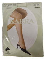 Sabra Lycra Queen Size Reinforced Panty and Toe Pantyhose Off White 1X-2X