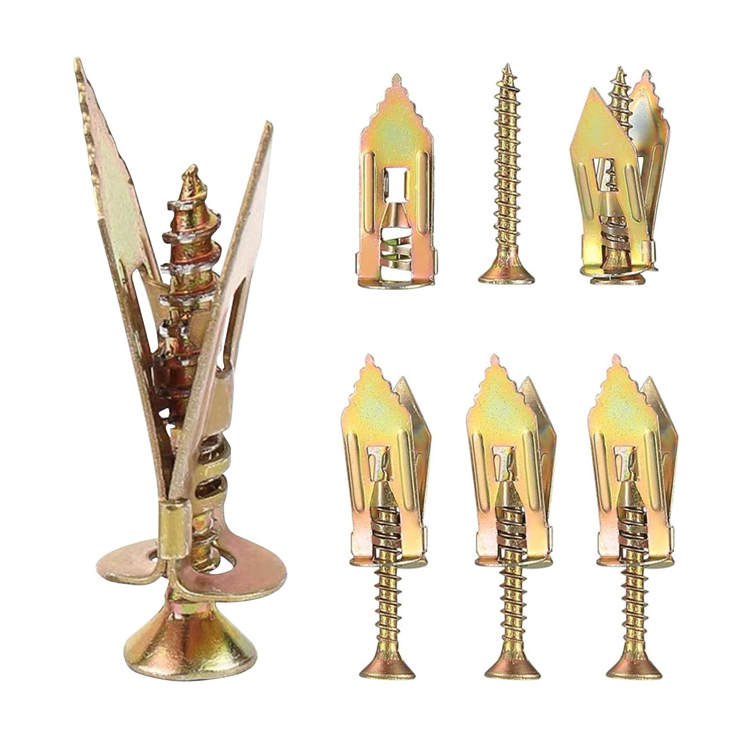 150 Self-Drilling Drywall Anchors & Screws Kit, 0.47x1.18 Inch Zinc Plated