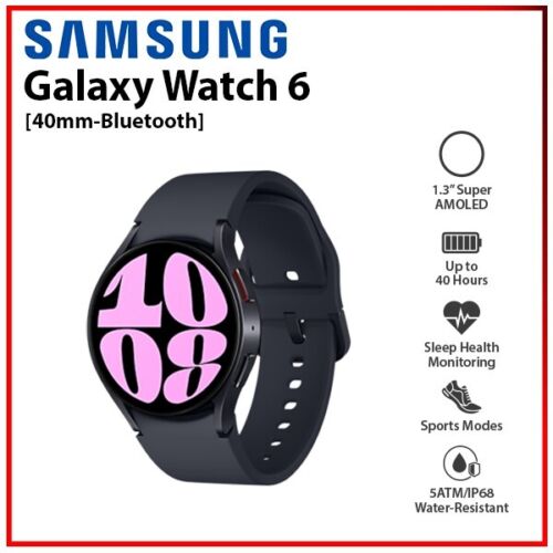 Samsung Galaxy Watch6 40mm GRAPHITE Bluetooth IP68 Android Smartwatch AU (R930) - Picture 1 of 6