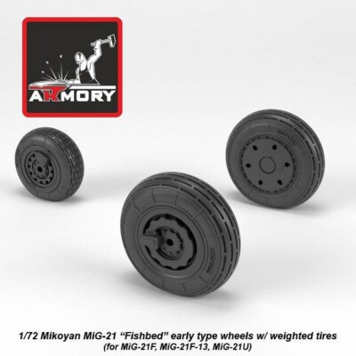 Armory AR AW72048 Scale kit 1/72 Mikoyan MiG-21 Fishbed wheels w/ weighted tires