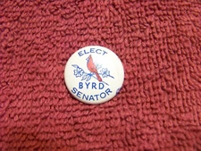 Vintage Elect Senator Byrd campaign button pin Bastian Bros political button
