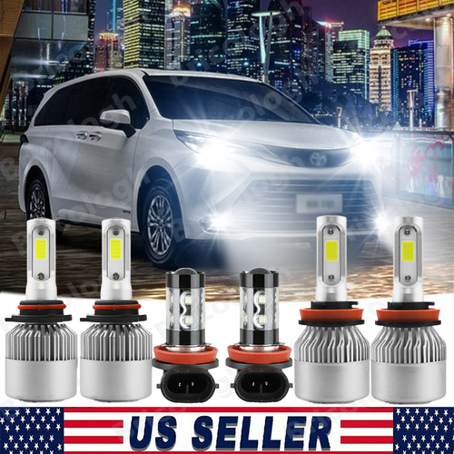 Combo 9005 H11 H11 LED Headlight Kit for 2011-2018 Toyota Sienna Hi-Lo & Fog - Bild 1 von 12