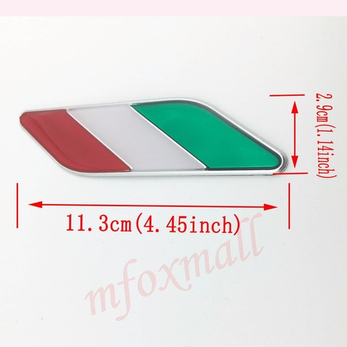 2X Chrome Car Accessory Fender Trim 3D Decal Sticker IT Italy Flag Emblem Badge - Picture 2 of 7