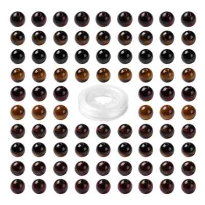 BEEFLYING 80 Stück 8 mm Natur Original Stein Perlen Gelb Tigerauge Rund Perlen