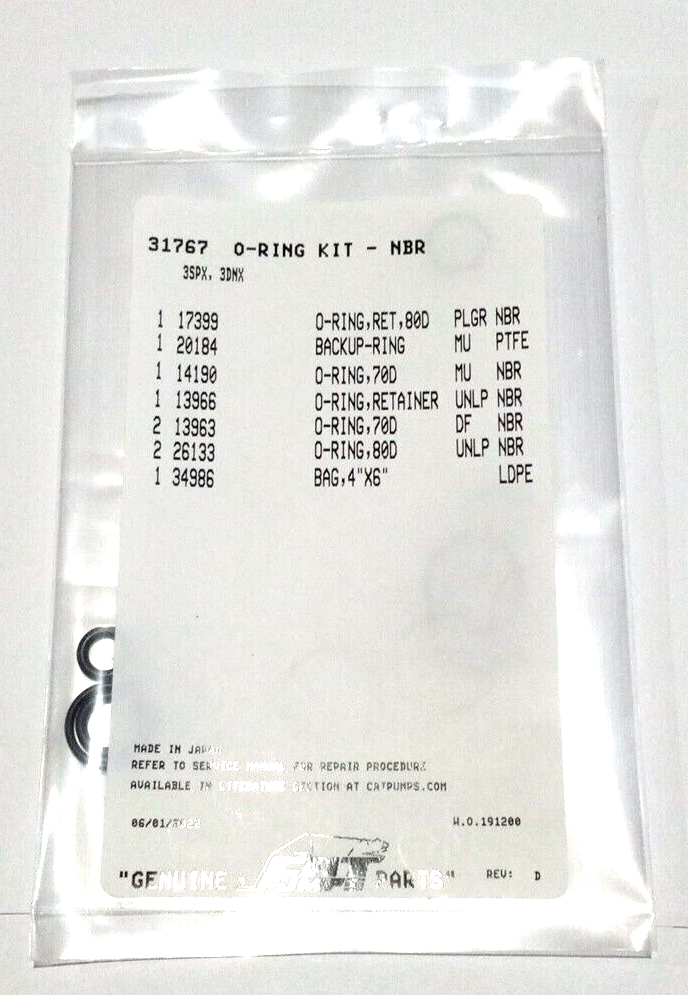 Cat Pumps 31767 Unloader ORing Kit OEM for CAT 3DNX 3SPX Cat Pumps eBay