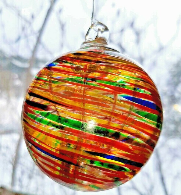 Hanging Glass Witch Ball 3" Diameter "Apocalypse Sunset" (1) 3WB9 Hanging Glass Witch Ball 3" Diameter "Apocalypse Sunset" (1) 3WB9