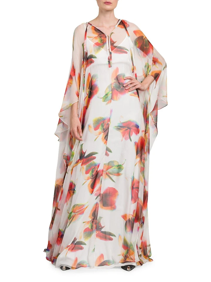 $6800 Vestido Maxi Alexander Mcqueen Floral Seda Gasa Talla 38 / EE. UU. 2 Italia Foto 2 de 4