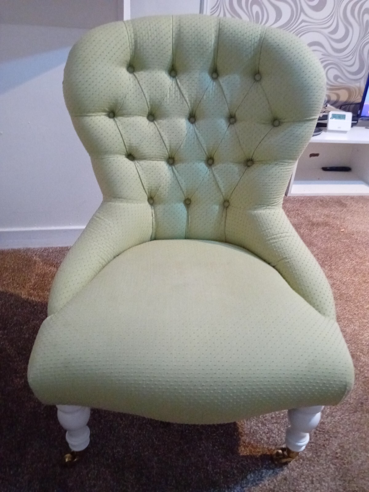 mint green buttonback fabric victorian style nursing chair eBay