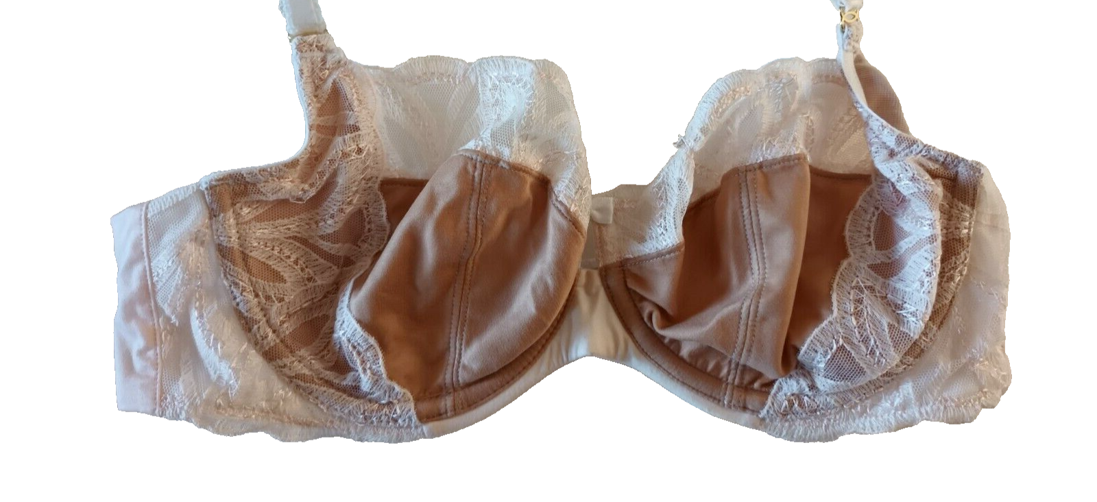 Marks & Spencer UK 16 Coffee & Cream U/Wired Lace Trim Cotton Blend Balcony Bra