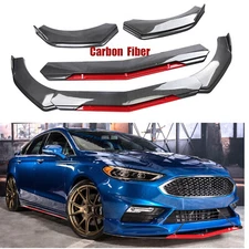 Front Bumper Lip Splitter Body Kit Spoiler For Ford Fusion 2006-23 Carbon Fiber