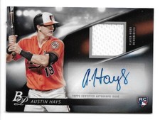 Austin Hays 2018 Bowman Platinum Pieces Jersey Relic Auto /99 #PRAP-AH Rookie RC