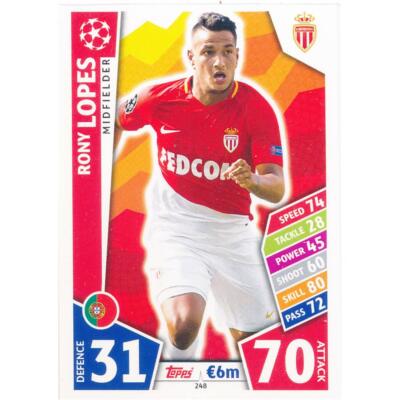 Match Attax Champions League 17/18 - 248 - Rony Lopes - AS Monaco FC