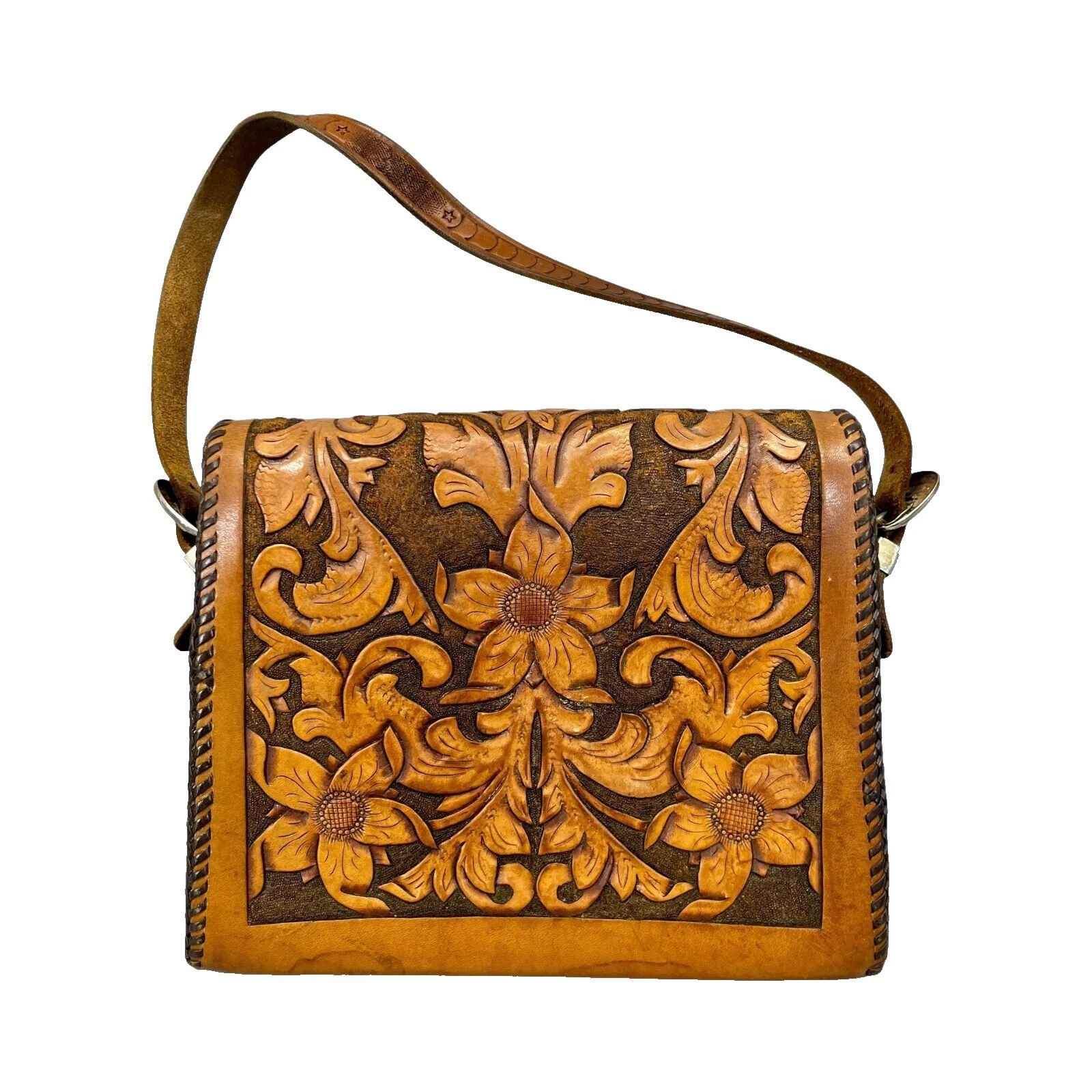 Bolsos, bolsos y estuches informales de cuero vintage hechos a mano para mujer