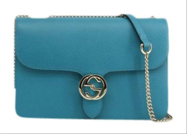 Gucci Blue Emily Deep Cobalt Interlock Chain Leather Shoulder Bag