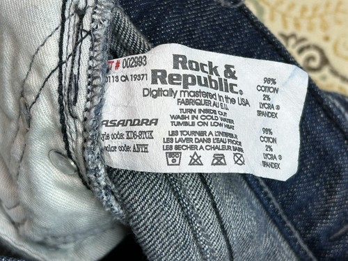 Rock & Republic Kasandra Bootcut Womens Jeans Designer Blue Sz. 26 Western Wear - Picture 8 of 11