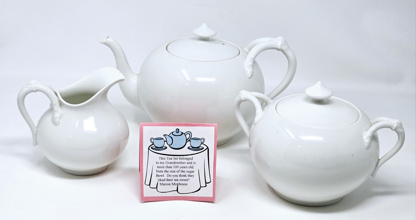 Antique Haviland & Co France White Teapot Sugar Creamer Set 1882