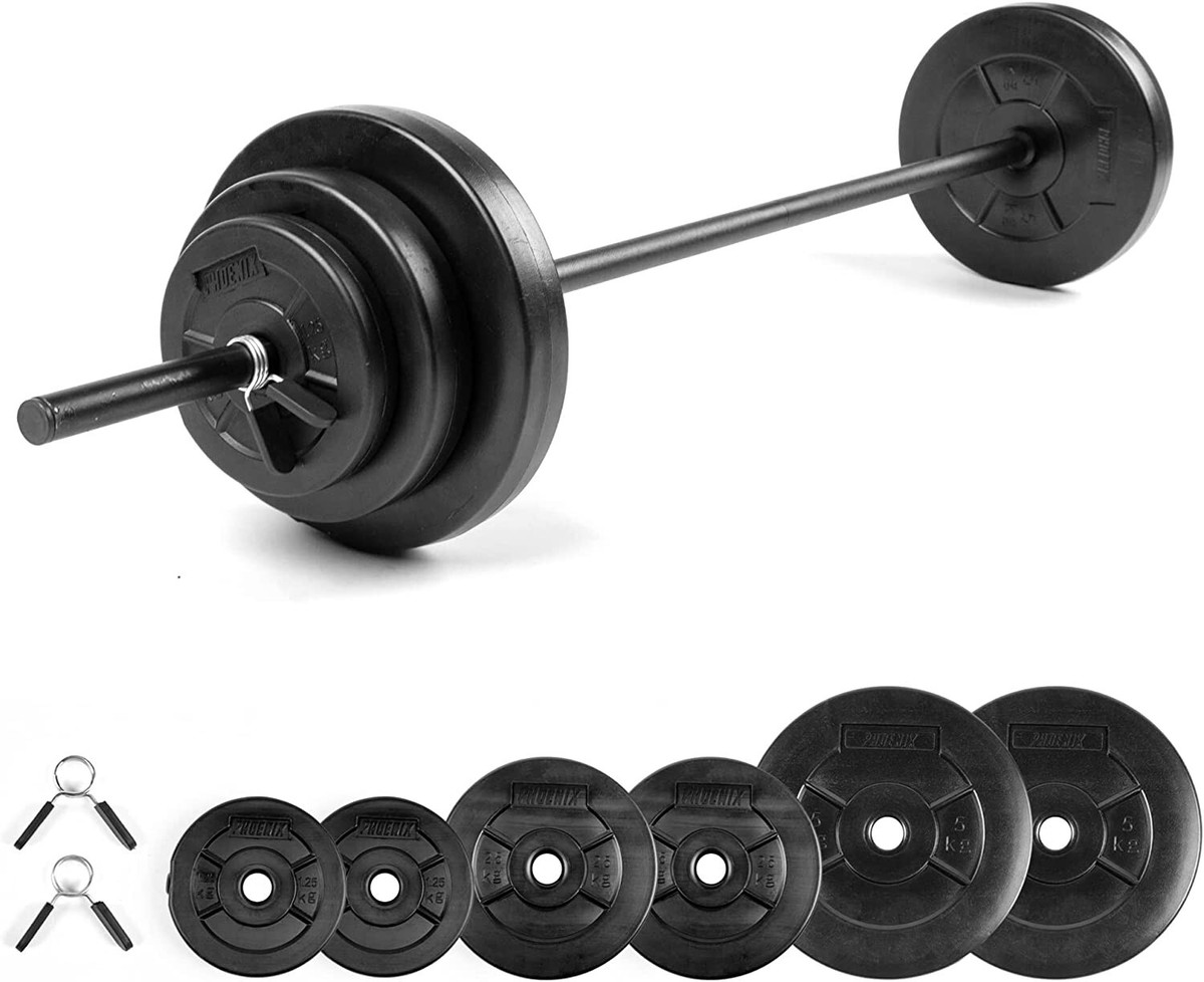 20KG BARBELL SET Strength Gym Weightlifting Weights Adjustable Gym