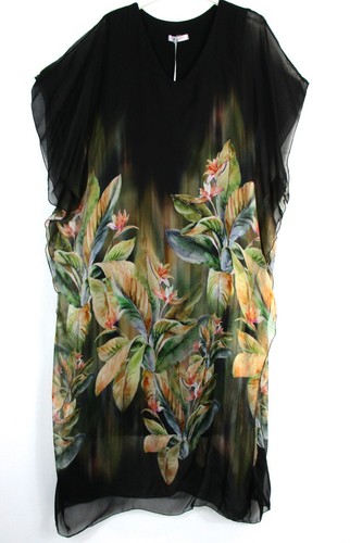 Ladies Lagenlook 100% Silk Floral KaftanStyle Lined Summer Dress OneSize:Regular - Bild 16 von 43