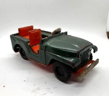 Vintage SSS Shioji Tin Friction-Motor Military Police Jeep No. S-1077