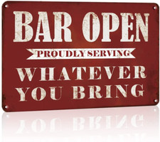 Bar Open Metal Tin Sign Outdoor Patio Backyard Bar Signs Vintage NEW