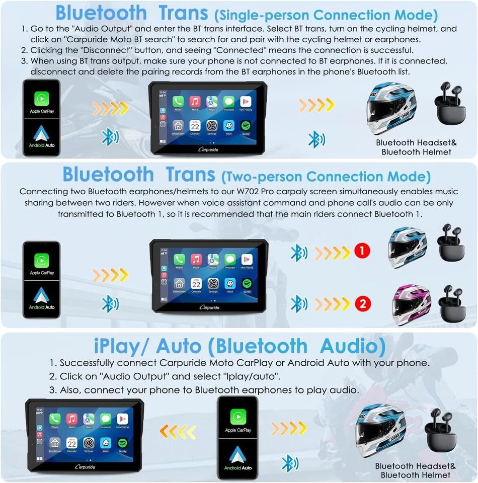 Carpuride W702 Pro Wireless CarPlay Android Auto Dual Bluetooth Wasserdicht - Bild 3 von 4