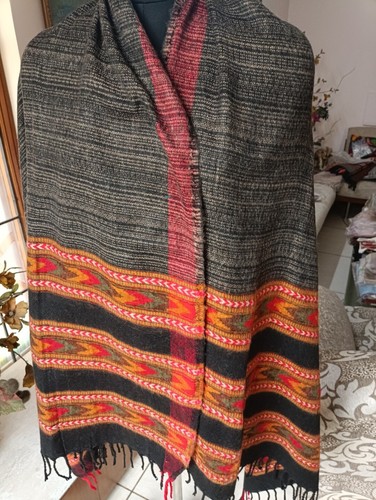 gift WARM yak wool shawl handmade Reversible design DOUBLE sided stole unisex - Picture 5 of 5