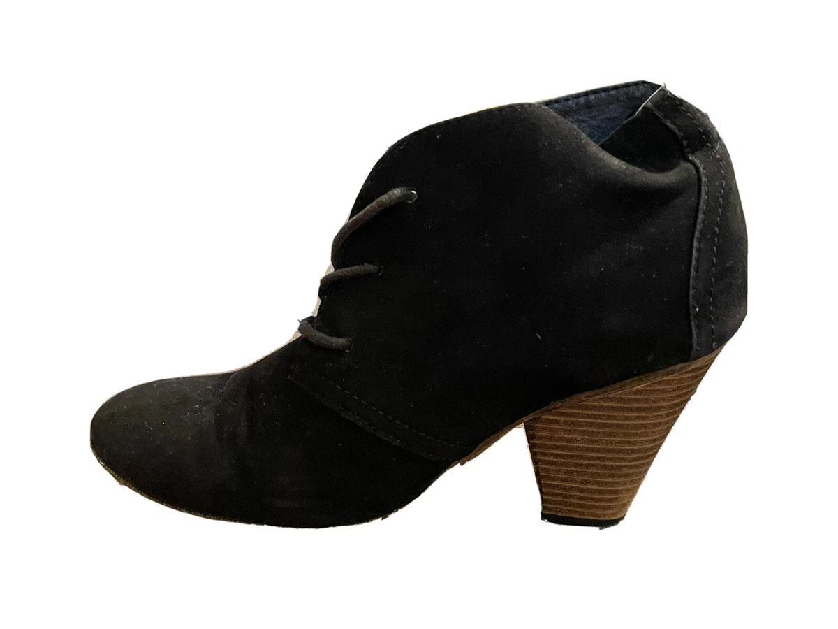 MIA Shawna Black Lace Up Boots Faux Suede Size 6.5