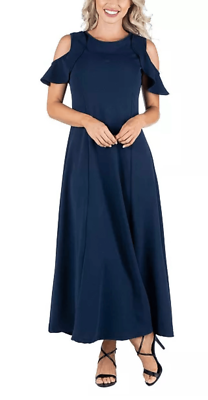 dark burgundy formal dress Cold Shoulder Multi-Rib Maxi Dress main image 1